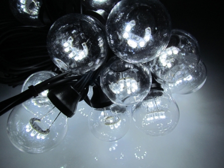 Изображение Влагозащищенная LED гирлянда10м. шаг 40 см, черный провод  белый  LED-2BLR-40CM-10M-240V-W (FS-00-00000591)  интернет магазин Иватек ivatec.ru