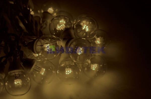 Гирлянда LED Galaxy Bulb String 10м, белый каучук, 30 ламп*6 LED тепло-белые, влагостойкая IP54