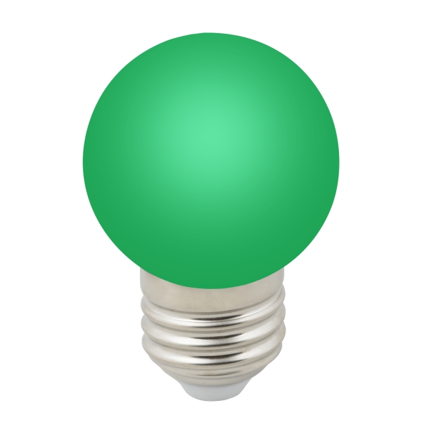 LED-G45-1W/GREEN/E27/FR/С Лампа декоративная светодиодная. Форма "шар", матовая. Цвет зеленый. Картон. ТМ Volpe.