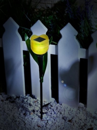 Изображение USL-C-452/PT305 YELLOW TULIP  Садовый светильник на солнечной батарее "Желтый тюльпан". Белый свет. 1*LR аккумулятор в/к. IP44. TM Uniel.  интернет магазин Иватек ivatec.ru