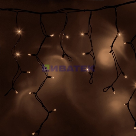 Изображение Гирлянда новогодняя Айсикл (бахрома) светодиодный, 4,0х0,6м, черный провод "КАУЧУК", 220В, диоды теп  интернет магазин Иватек ivatec.ru