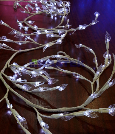 Изображение 11-026, Светодиодная композиция "Ветка с листьями", прозрачные листья, длина 3 метра, 220V, белый  интернет магазин Иватек ivatec.ru