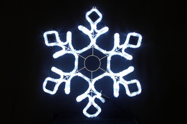 Мотив Снежинка из светодиодного дюралайта Белый с мерцан, 79х69см, LED-XM(FR)-2D-CK012-30'-W-F(W) (FS-00-00000827)