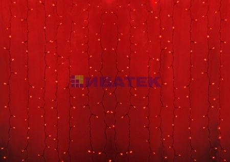 Изображение Гирлянда "Светодиодный Дождь" 2х1,5м, постоянное свечение, прозрачный провод, 230 В, диоды КРАСНЫЕ,   интернет магазин Иватек ivatec.ru