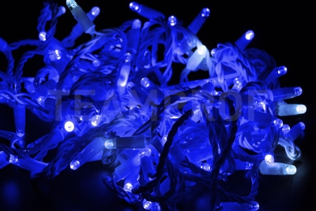Изображение Светодиодная гирлянда нить 10м, 220В, флэш, белый провод, синяя  интернет магазин Иватек ivatec.ru