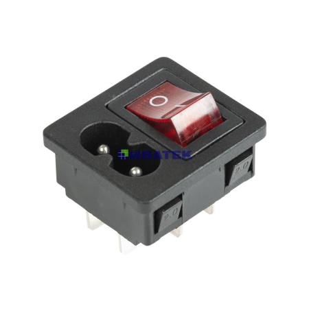 Изображение Выключатель клавишный 250 V 6 А (4с) ON-OFF красный с подсветкой и штекером C8 2PIN  REXANT (уп 10шт)  интернет магазин Иватек ivatec.ru