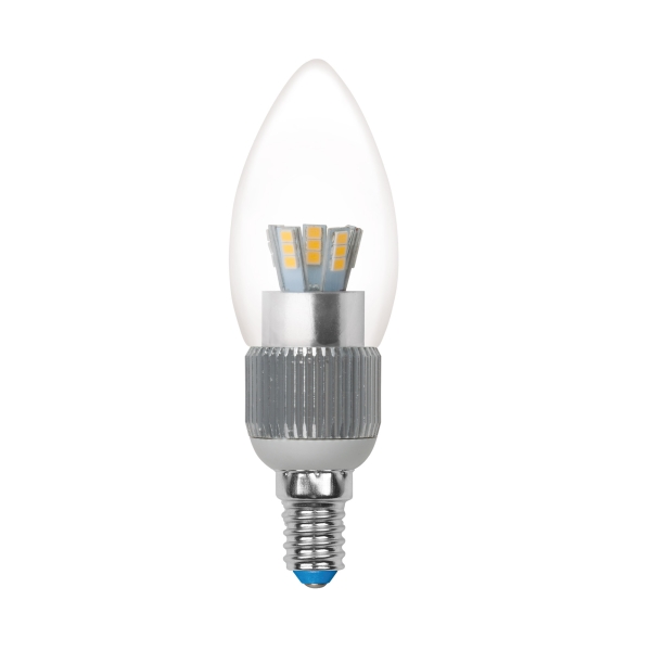 LED-C37P-5W/NW/E14/CL/DIM ALC03SL Лампа светодиодная диммируемая пятилепестковая. Форма "свеча", прозрачная колба. Материал корпуса алюминий. Цвет све