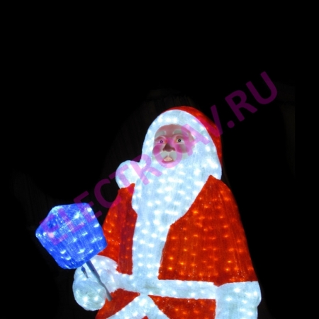 Изображение IMD-FACH-03 Дед Мороз 3D белый в красном полушубке, синих сапогах с синим фонарем, 3060 led, H185см,W105см, 24V, мощность 150W, 1шт/кор.  интернет магазин Иватек ivatec.ru
