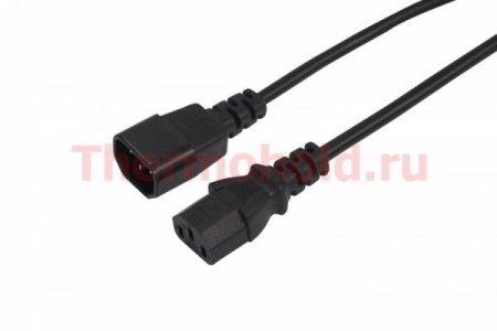 Изображение Шнур сетевой, евроразъем C13 - евроразъем C14, кабель 3x0,75 мм², длина 1,5 метра (PE пакет) REXANT  интернет магазин Иватек ivatec.ru