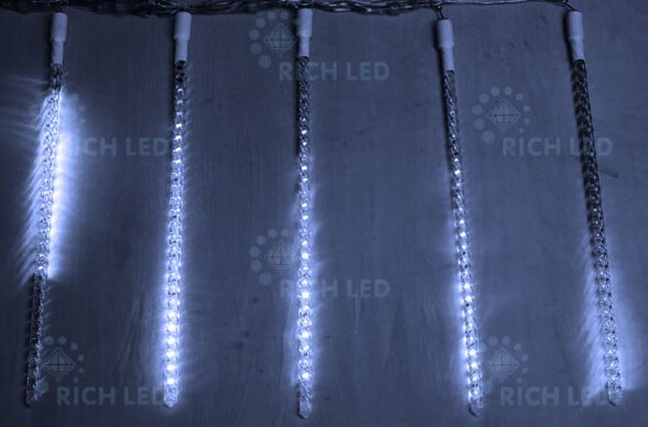 Светодиодные тающие сосульки Rich LED, витая форма, комплект 10шт. по 50 см, белый, 12 B, соединяемые