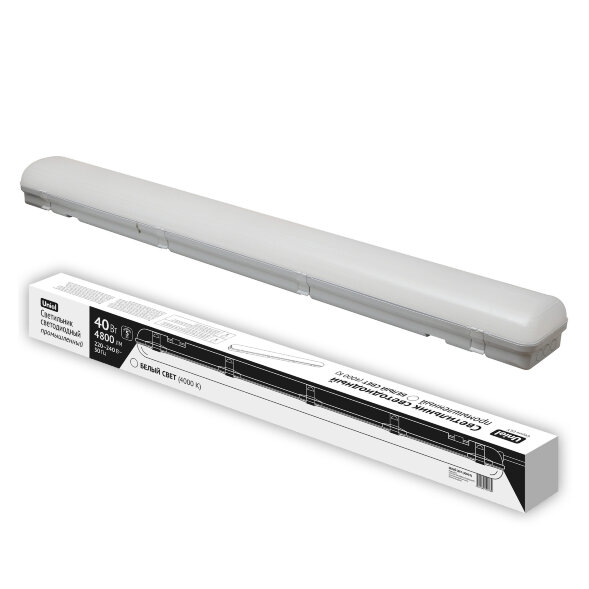ULY-K70N 40W-4000K-L126 IP65 WHITE Светильник светодиодный промышленный. Белый свет 4000K. 4800Лм. 1265X124x90мм. Корпус белый. TM Uniel
