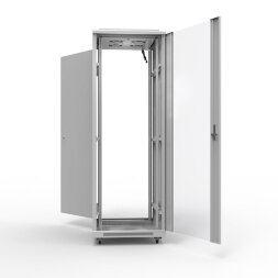 Шкаф напольный 19" 47U 600х800мм, передняя дверь стекло, задняя дверь металл, RAL 7035 REXANT