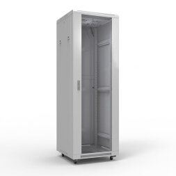 Шкаф напольный 19" 47U 800х1000мм, передняя дверь стекло, задняя дверь металл, RAL 7035 REXANT