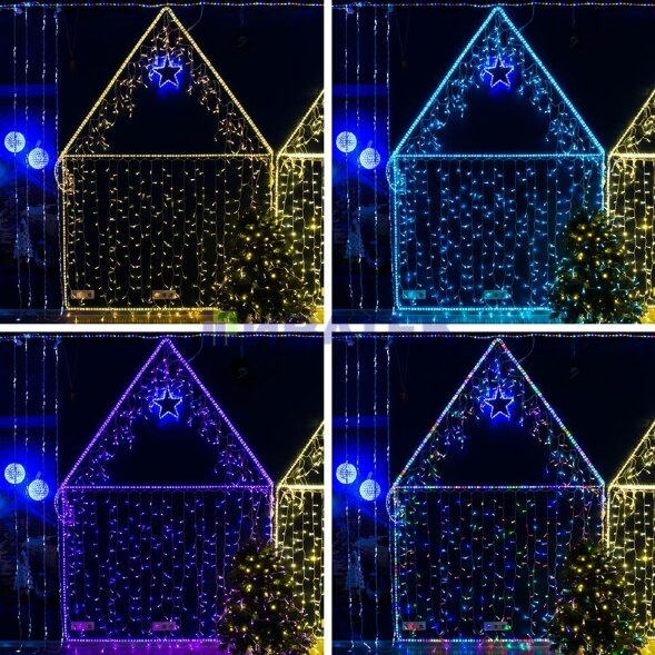 Гирлянда светодиодная Занавес 2х1,5м 300 LED RGB прозрачный ПВХ IP65 для свечения с динамикой 230В нужен контроллер 245-908 NEON-NIGHT