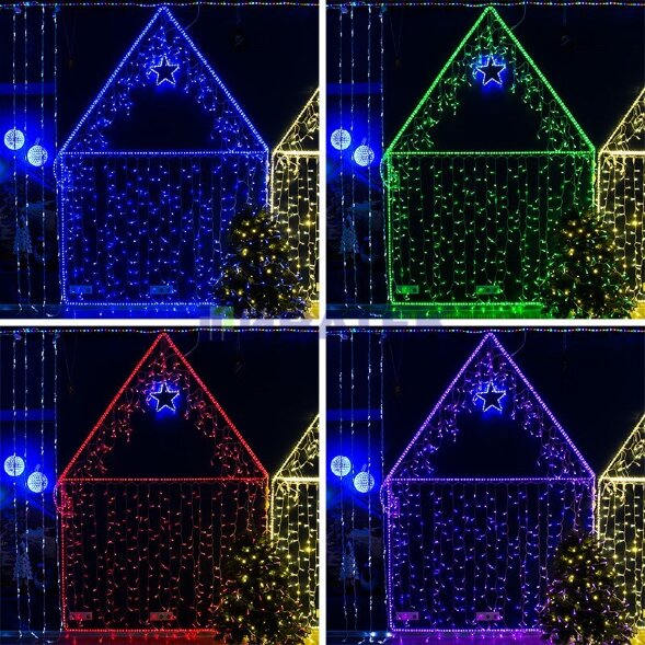 Гирлянда светодиодная Занавес 2х1,5м 300 LED RGB прозрачный ПВХ IP65 для свечения с динамикой 230В нужен контроллер 245-908 NEON-NIGHT