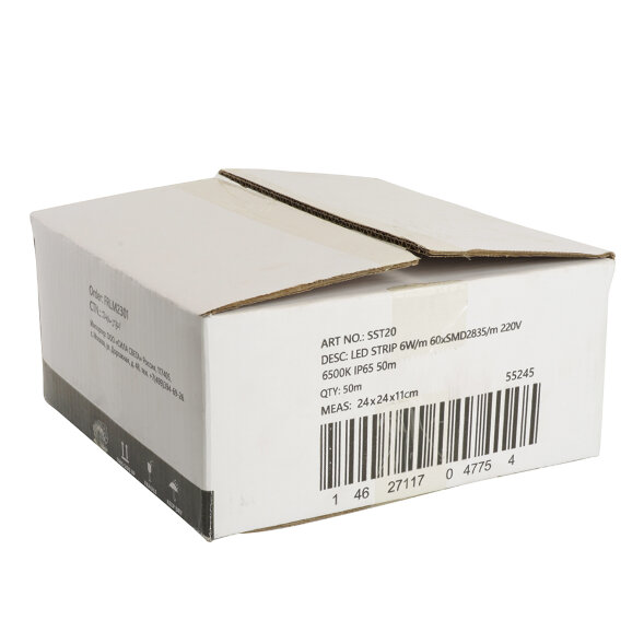 Лента светодиодная SST20 SAFFIT 60SMD(2835)/м 6Вт/м 220V 50м , 6500K, IP65