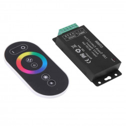 LD55 Контроллер RGB с пультом ЧЕРНЫЙ, 12-24V (для RGB LS606,607) 130*64*24 FERON