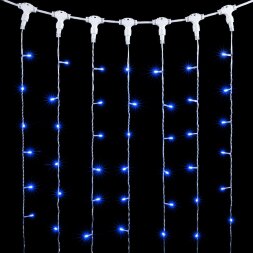 Гирлянда Занавес 2 x 3 м Синий 220В, 600 LED, Провод Прозрачный ПВХ, IP54