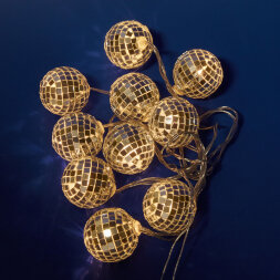 ULD-S1800-010-STB-3AA WARM WHITE IP20 DISCOBALLS Гирлянда светодиодная Диско. на батарейках 3AA не в-к. 1.8м. 10 светодиодов. Теплый белый свет. Провод прозрачный. TM Uniel