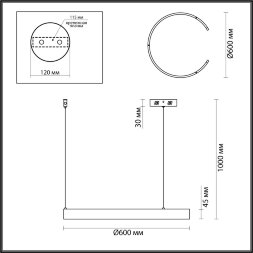6534/43L LEDIO LN23 021 чёрный Светильник подвесной LED 43W 3000-6000K 1758Лм 220V INDIE