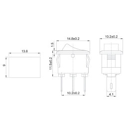 Переключатель клавишный 250V 3А (3с) ON-ON черный Micro (RWB-102) REXANT