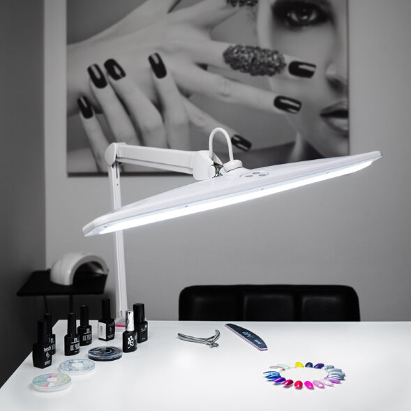 Лампа настольная бестеневая, струбцина, ECO light, 84 SMD LED, сенсорный диммер, белая REXANT