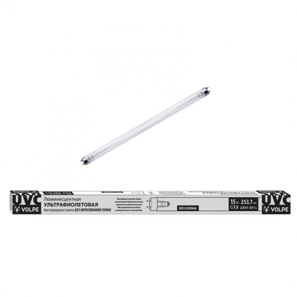 EFL-T8-15-UVCB-G13-CU-V Лампа ультрафиолетовая бактерицидная. Спектр UVC 253.7нм. Картон. ТМ Volpe