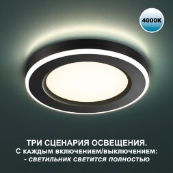 359013 SPOT NT23 297 черный Светильник встраиваемый светодиодный (три сценария работы) IP20 LED 4000