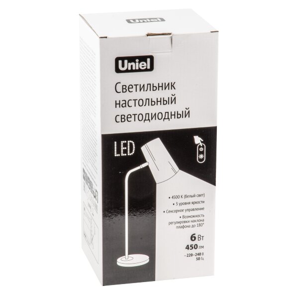 ULM-B600 6W-4500K-DIM BLACK Светильник настольный светодиодный. 6W. Сенсорный выключатель. Диммер. Черный. ТМ Uniel