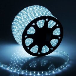 Светодиодный Дюралайт O13 мм Белый 220В, 36 LED/м, Свечение 360°, IP65, Бухта 100м