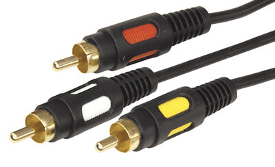 Шнур 3 RCA - 3 RCA, 5м, черный, Gold REXANT
