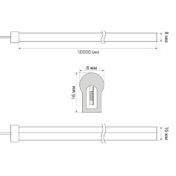ULS-N21-2835-120LED-m-8mm-IP67-220V-8W-m-50M-DW Светодиодная гибкая герметичная лента. NEON. Бобина 50 м. Дневной свет 6500К. TM Uniel.