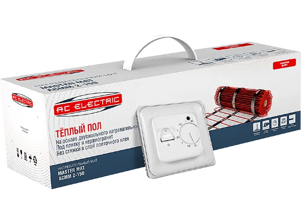 Мат нагревательный AC ELECTRIC ACМM 2-150-4 (комплект теплого пола с терморегулятором)