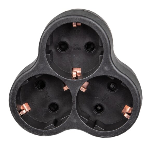 S-GES3-16F BLACK Разветвитель сетевой, с/з. 3 гнезда. 16А, 3500Вт. Черный. ТМ Uniel