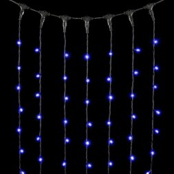 Гирлянда Занавес 2 x 3 м Синий 220В, 600 LED, Провод Черный Каучук, IP65