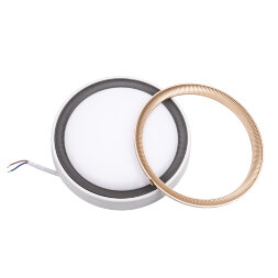 ULW-Q281 24W-6500K-F20 IP65 WHITE Светильник светодиодный влагозащищенный. Круг. Дневной свет 6500K. 225?40 мм. Корпус белый. Цвет рамок в-к: золотистый. графит. ТМ Volpe