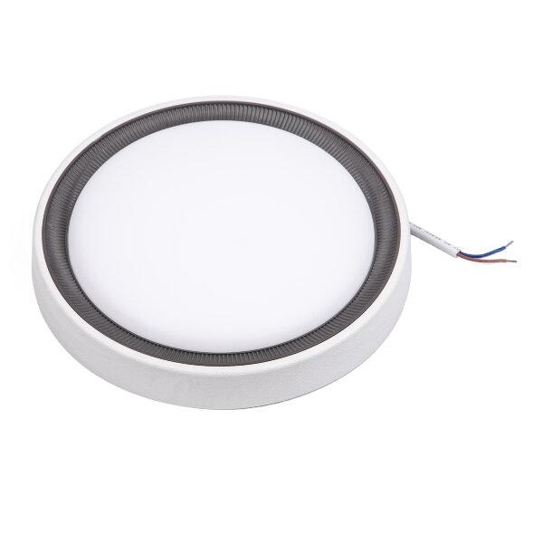 ULW-Q281 24W-6500K-F20 IP65 WHITE Светильник светодиодный влагозащищенный. Круг. Дневной свет 6500K. 225?40 мм. Корпус белый. Цвет рамок в-к: золотистый. графит. ТМ Volpe