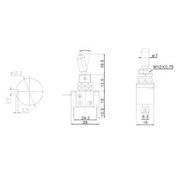 Тумблер 24V 20А (3c) ON-OFF однополюсный с красной LED подсветкой (ASW-07D) REXANT
