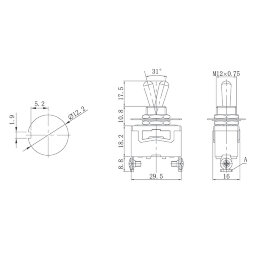 Тумблер 250V 15А (2c) ON-OFF однополюсный  (KN-101)  REXANT Индивидуальная упаковка 1 шт