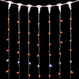 Гирлянда Занавес 2 x 2 м Желтый с Мерцанием Белого Диода 220В, 400 LED, Провод Прозрачный ПВХ, IP54