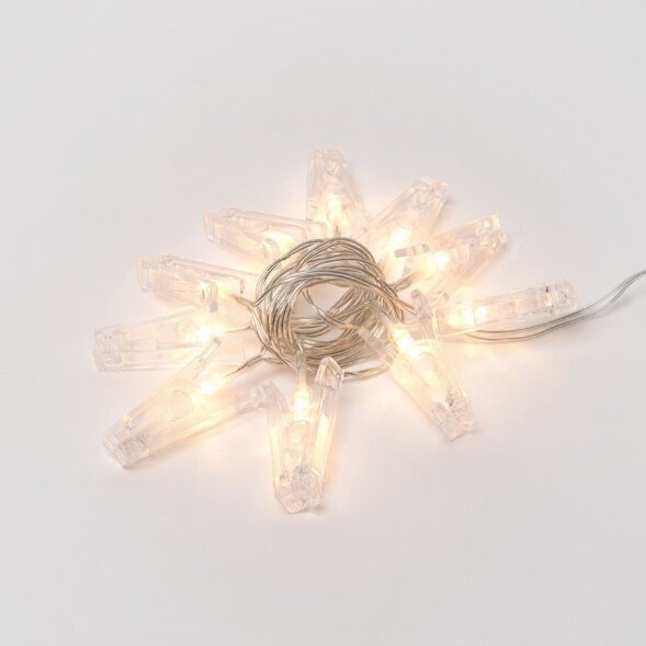 ULD-S0200-010/STB/2AA WARM WHITE IP20 CLIPS  Гирлянда светодиодная на батарейках 2AA (не в/к), «Прищепки», 2м. 10 светодиодов. Теплый белый свет. Провод прозрачный. TM Uniel.