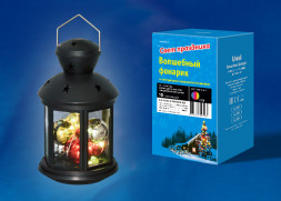ULD-L1220-010-DTB-RGB BLACK Фонарь со светодиодной гирляндой внутри. на батарейке в комплект не входит. 10 светодиодов. RGB свет. Режим мигания. Черный корпус. 12x20 см. TM Uniel.