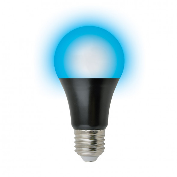 LED-A60-9W-UVAD-E27-FR PLZ07BK Лампа светодиодная ультрафиолетовая для дискотек . Спектр UVA 410нм. Картон. ТМ Uniel
