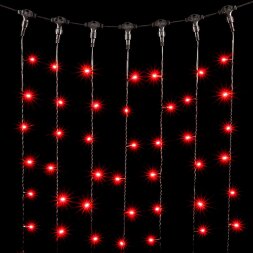 Гирлянда Занавес 2 x 3 м Красный 220В, 600 LED, Провод Черный ПВХ, IP54