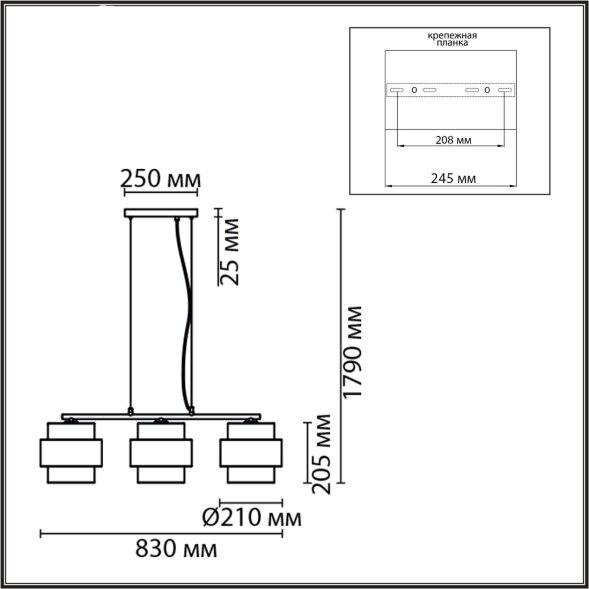 8003/3A MODERNI LN25 161 черный/черный, золотой металл/металл, текстиль Подвес Е27 3*60W 220V ANIMAI