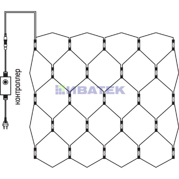Гирлянда светодиодная Сеть 2x3м 432 LED БЕЛЫЙ черный каучук IP67 постоянное свечение 230В блок в комплекте NEON-NIGHT