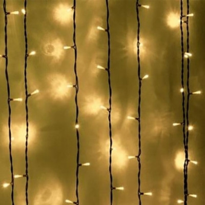 Гирлянда Занавес 1 x 6 м Тепло-Белый 220В, 600 LED, Провод Черный ПВХ, IP54