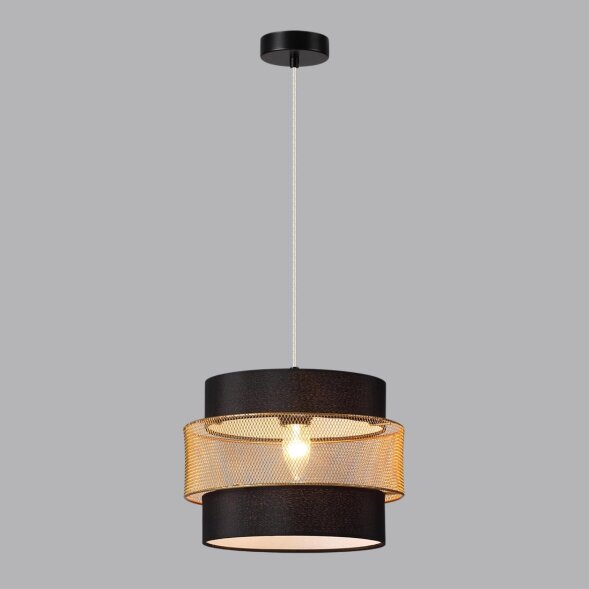 8003/1A MODERNI LN25 161 черный/черный, золотой металл/металл, текстиль Подвес Е27 60W 220V ANIMAISA