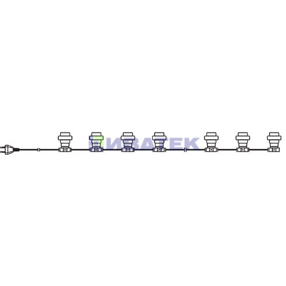 Гирлянда Belt-Light 2 жилы, 100м, шаг 40см, 225 патронов E27, IP65, черный провод NEON-NIGHT