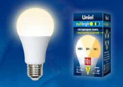 LED-A60-10W-WW-E27-FR-MB PLM11WH Лампа светодиодная. Форма А. матовая. Серия Multibright. Теплый белый свет 3000K. 100-50-10. Картон. ТМ Uniel.
